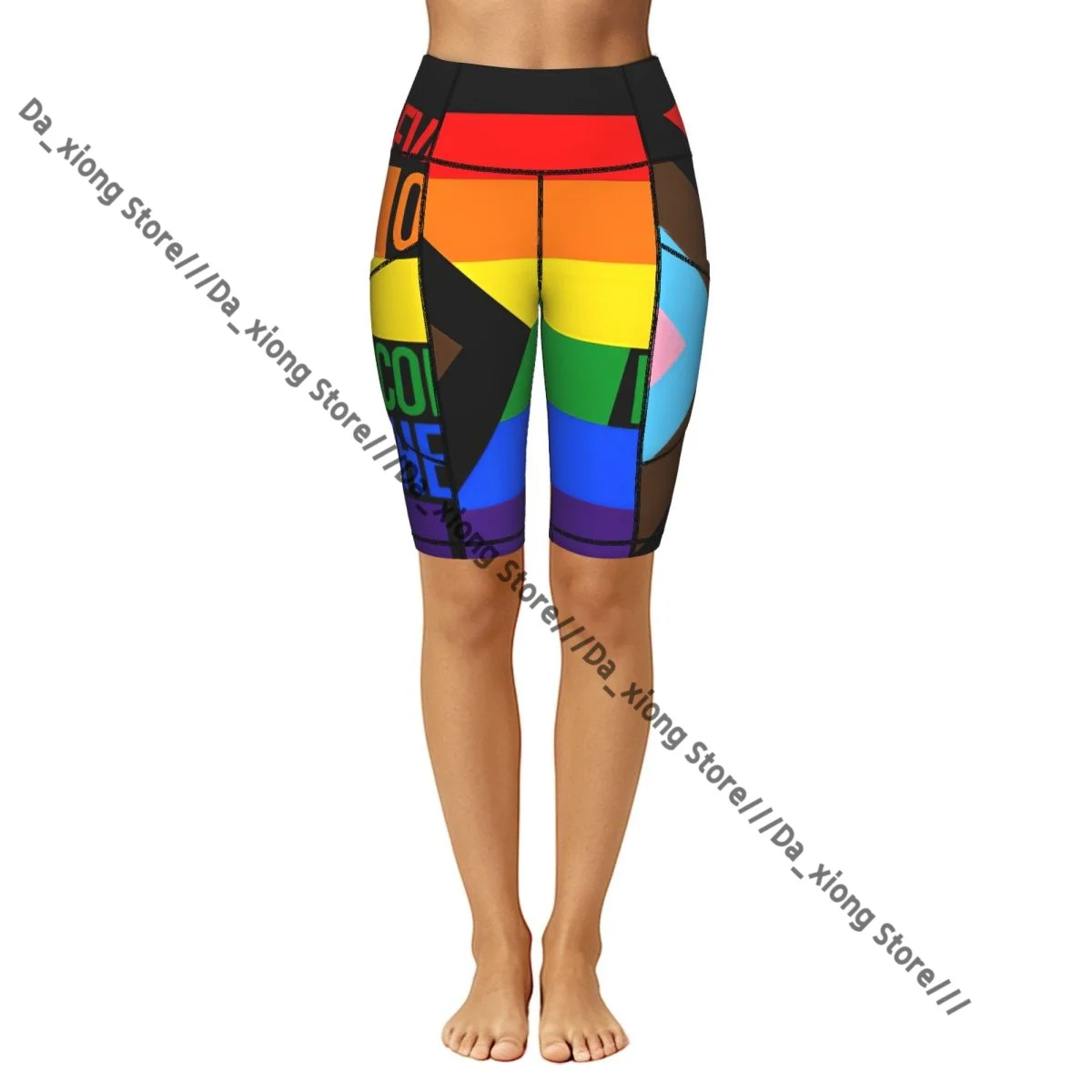 Comfortable Stretchy Yoga Shorts Pride Flag Rainbow Women Gym Exercise Sports Trousers