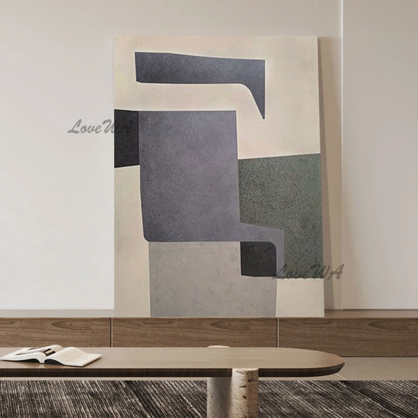 

Abstract African Paintings Handmade Artwork Canvas Wall Art Gray Black Acrylic Texture Drawing Frameless Office Decor Picture
