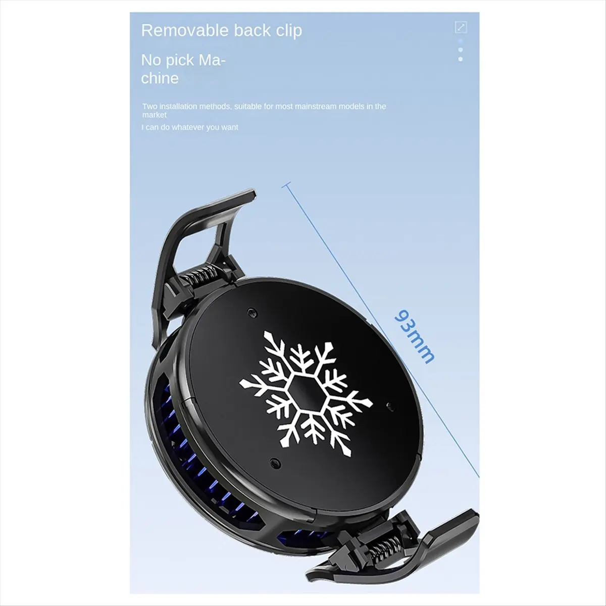 bigger 2-IN-1 Mobile Phone Cooler Magnetic/Back-Clip Semiconductor Cooling Fan Radiator RGB Lighting Effects for Phone Tablet,B