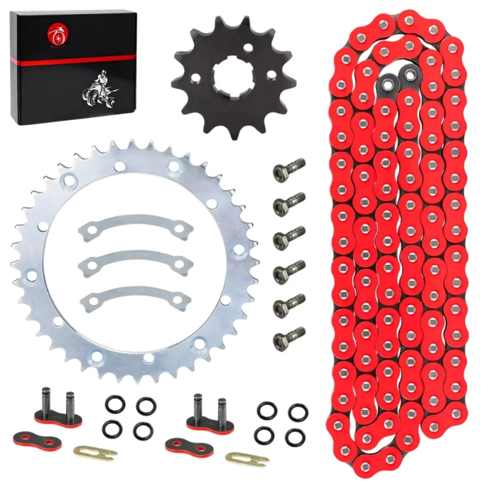 

Heavy Duty O-Ring Drive Chain And Drive Sprockets Kit for Yamaha Warrior 350 YFM350X 1989-2004 (Red)