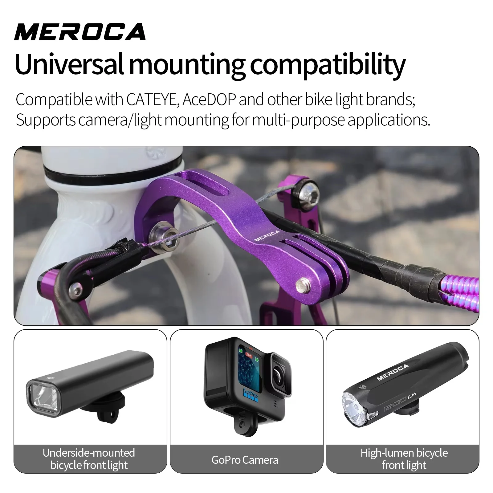 MEROCA Small Cloth Folding Bicycle Headlight Bracket Bicycle Lamp Holder Mount Camera Stand Rack Front Fork Install Folding Bike - view 5