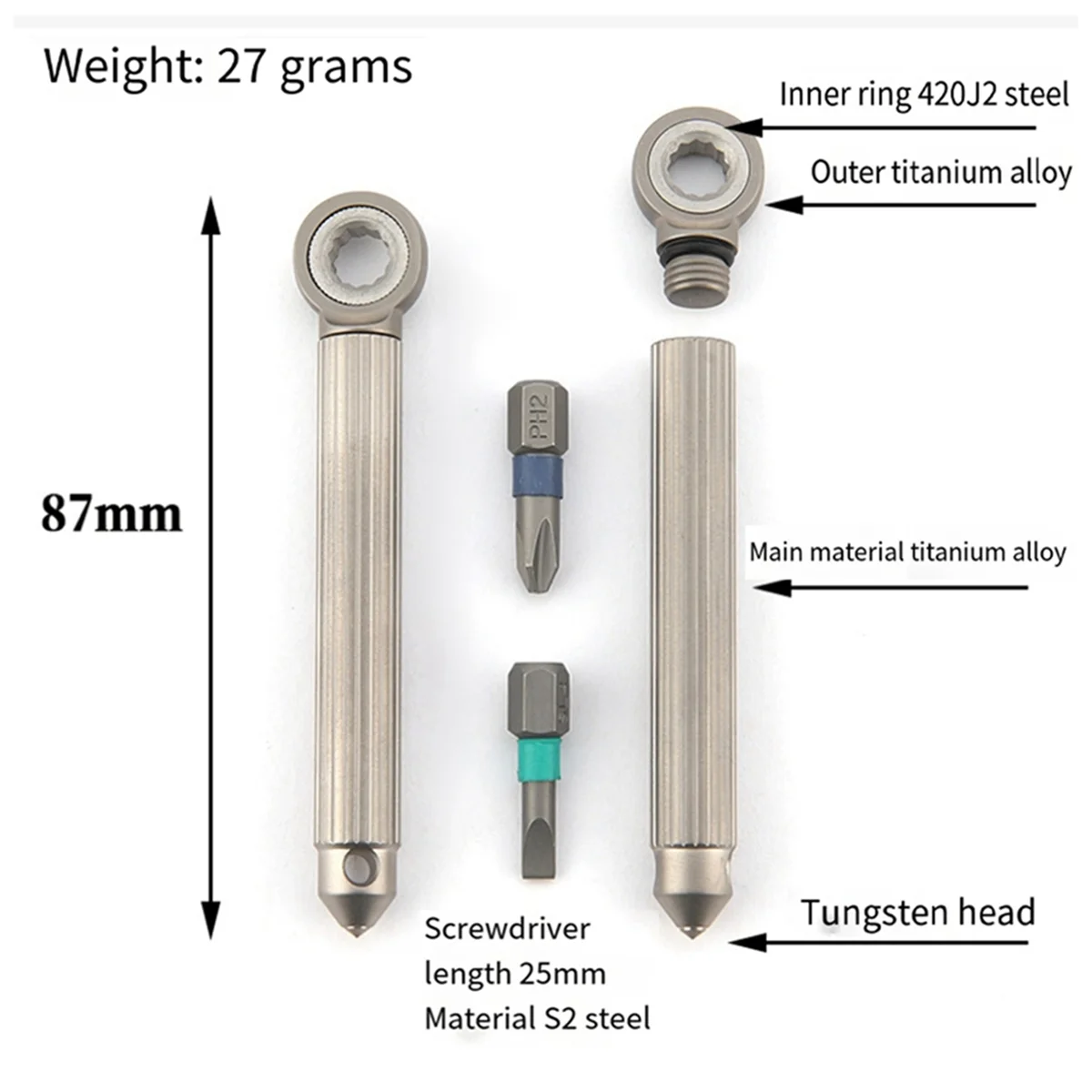 في الهواء الطلق التيتانيوم متعددة الوظائف EDC أداة وجع فلاتهيد مفك البراغي مفك البراغي فيليبس سلسلة المفاتيح المحمولة