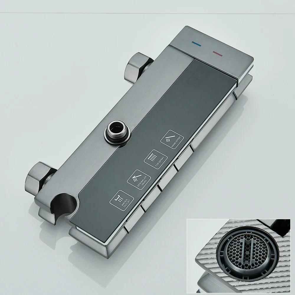 Grey Piano Digital Bathroom Shower System Set Quality Brass Hot Cold Bathroom Faucets Bathroom Accessories Digital Shower Set
