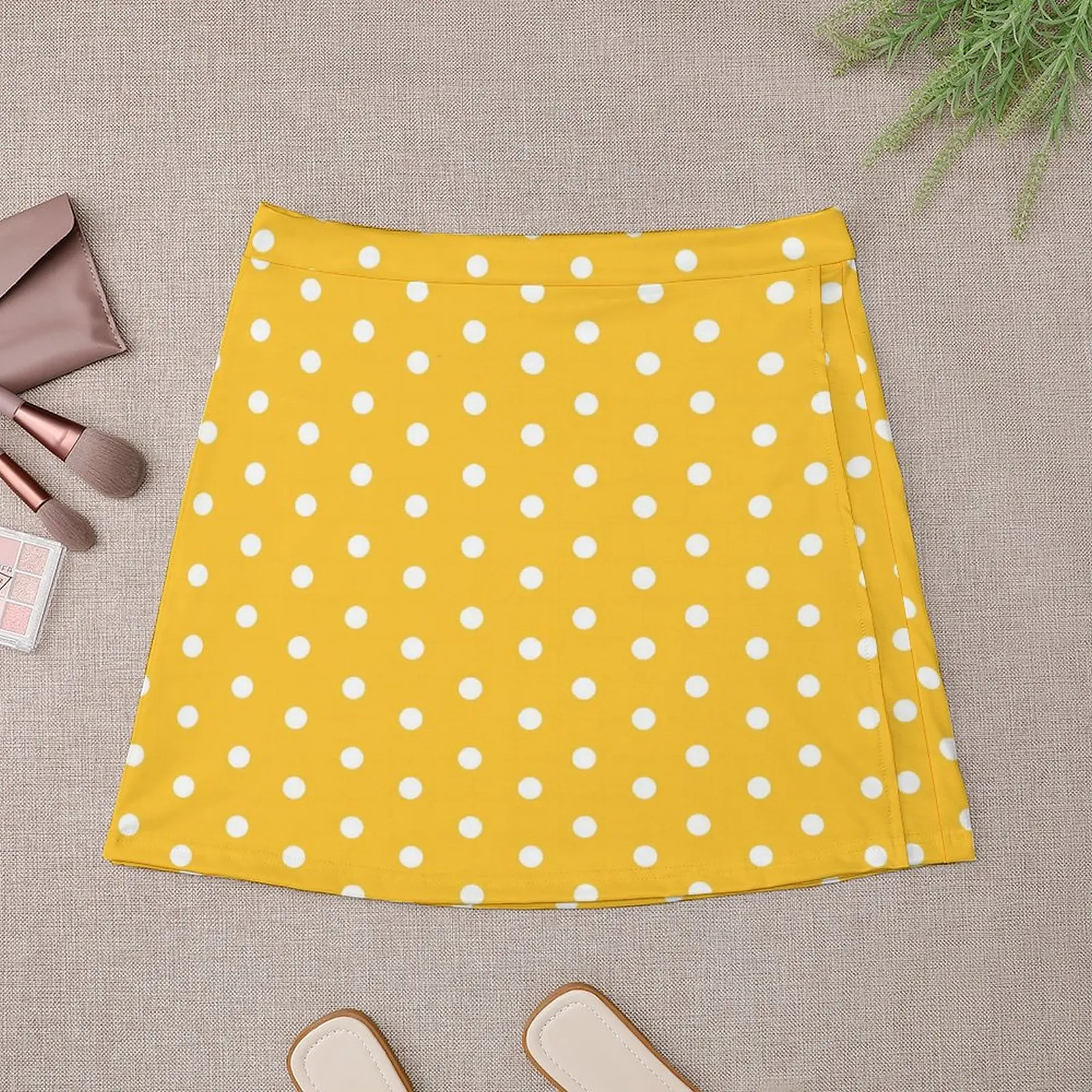 Polka Dots Skirt Women White And Yellow Modern Mini Skirts Summer Street Fashion High Waist Custom Oversize Casual A-line Skirt