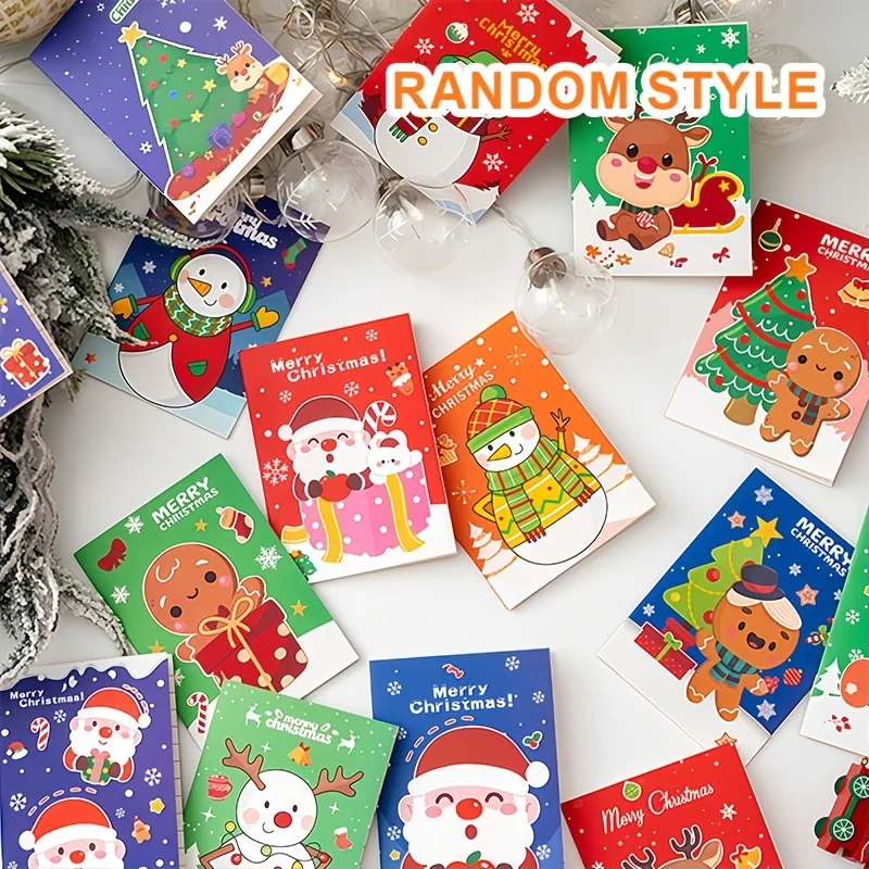 18 Christmas-Themed Mini Portable Notebooks, Cartoon Prints (Santa Claus / Snowman / Gingerbread Man / Reindeer), Assorted Designs, Holiday Souvenirs, Student Notebooks, Party Favors