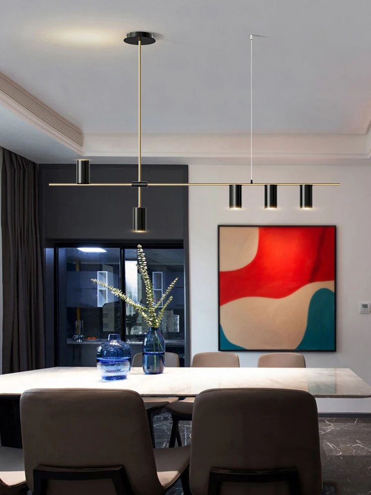 Nordic Modern LED Restaurant Decoration Pendent Lamp Bar Kitchen Hanging Long Pendant Light Creative Living Room Chandelier