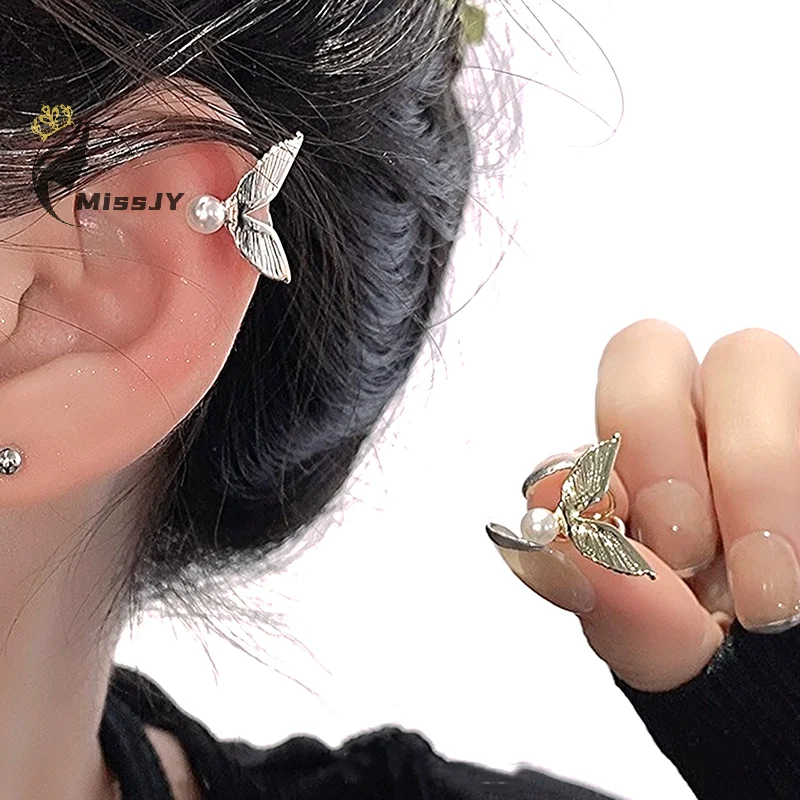 Корейские-модные-серьги-клипсы-с-жемчугом-«рыбий-хвост»-для-женщин-манжеты-для-ушей-неперфорированные-искусственные-серьги-вечерние-украшения