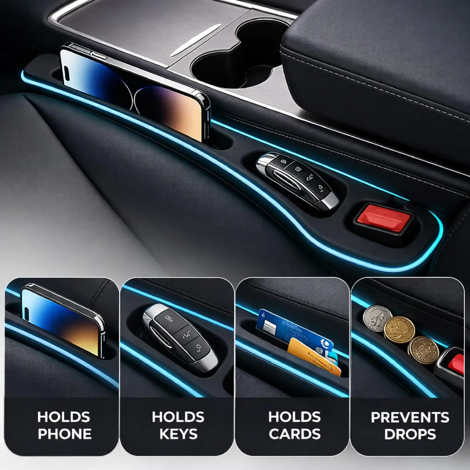 1 Pair Universal Car Seat Gap Filler Plug Strip Leak Proof Side Seam Seat Gap Storage Organizer Between Seats Auto Accessories