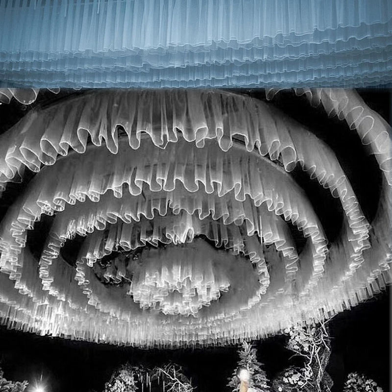 

100x80cm White Tutu Ceiling Drapery Fabric Wedding Canopy Decoration Long Sheer Gauze Ceiling Draping Ceremony Hall Decor Fabric