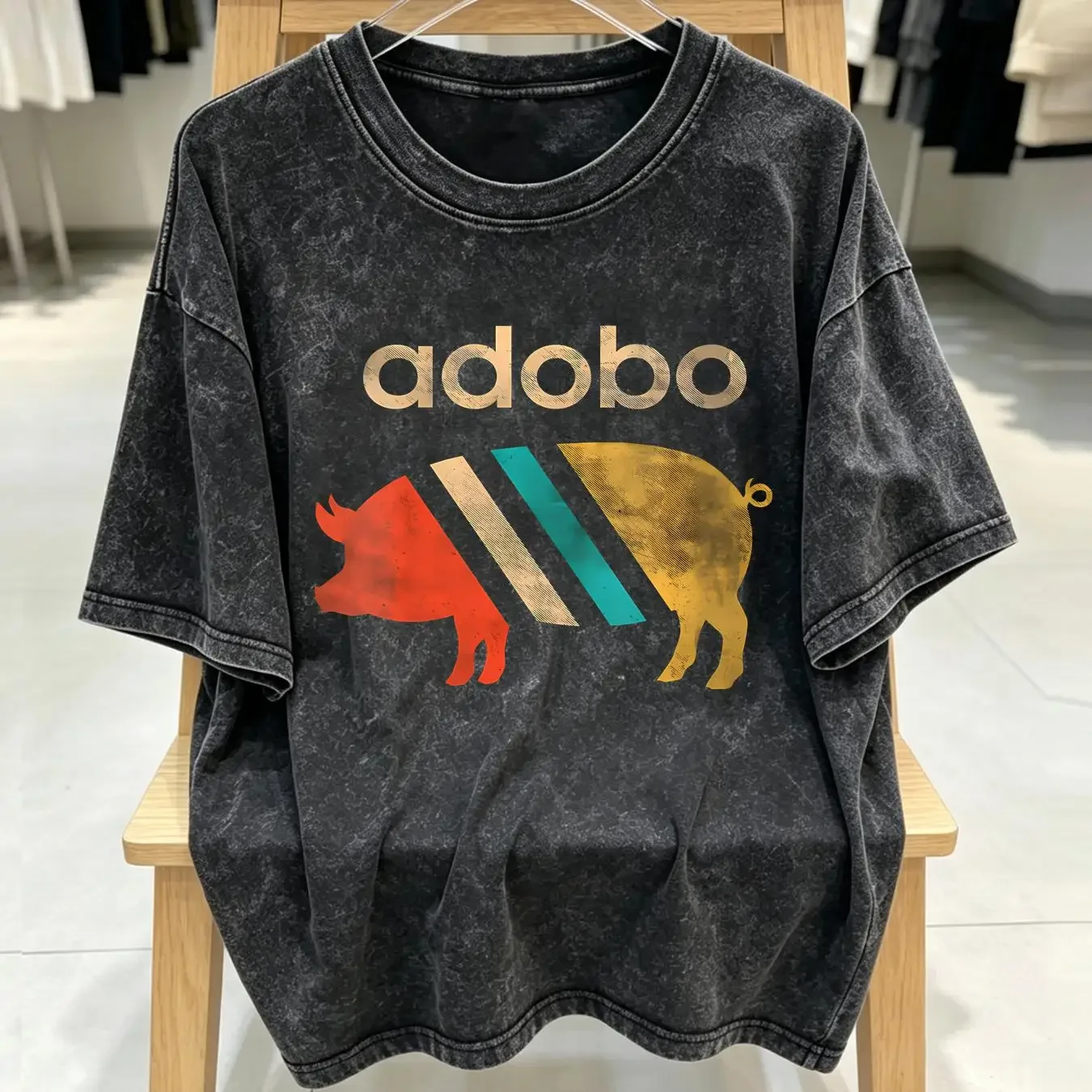 washed T Shirt Pork Adobo Filipino Funny Pinoy Size S 5XL vintage Washed Slightly fashion Soft Top For Everyday Wear Stylish