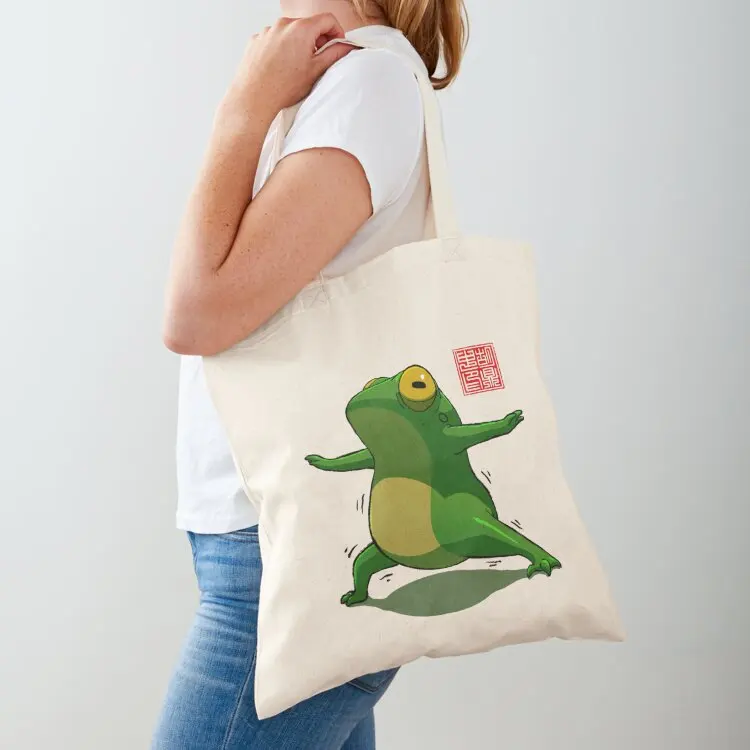 

Yoga Frog Warrior Two Pose Tote Bag canvas tote bag Large bags for women Cloth bags custom bags