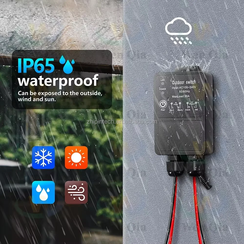 RF 433MHz Wireless Light Switch 110-240V 20A 30A, 1000m Long Range Waterproof for Outdoor Lighting