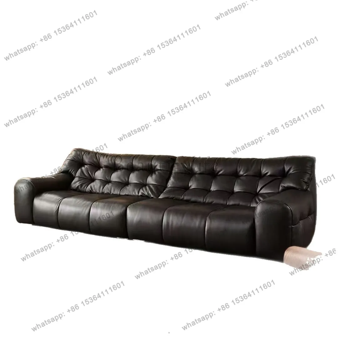 Leather sofa first layer cowhide Italian minimalist retro medieval sofa customization