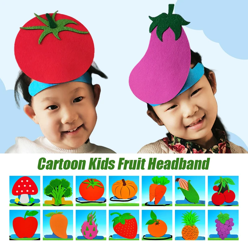 

Повязка на голову с фруктами из мультфильма, забавный креативный эластичный головной убор для детей, красочный головной убор из ткани арбуза и клубники