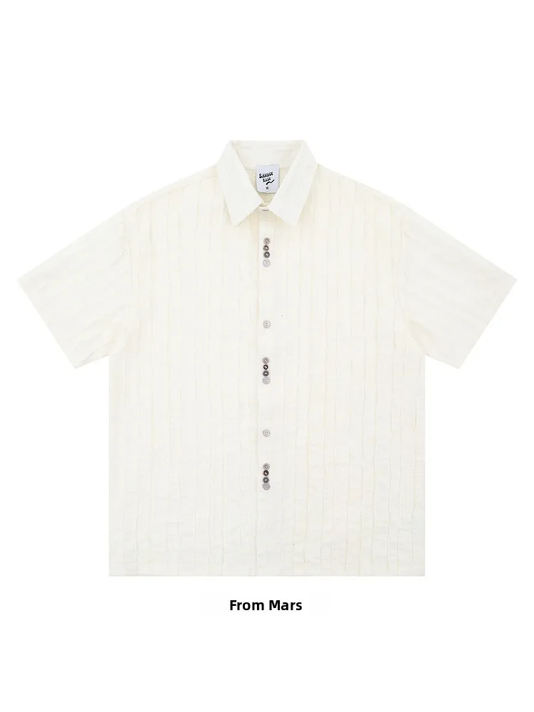 

from Simple Style Button up Shirt Couple Matching Summer Loose Fit Short Sleeve Casual Menswear And Womenswear