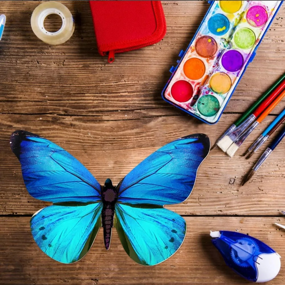 4 قطعة لوازم حرفية على شكل فراشة خشبية غير مكتملة قطع فراشة خشبية على شكل فراشة شرائح خشبية فارغة الحلي #5