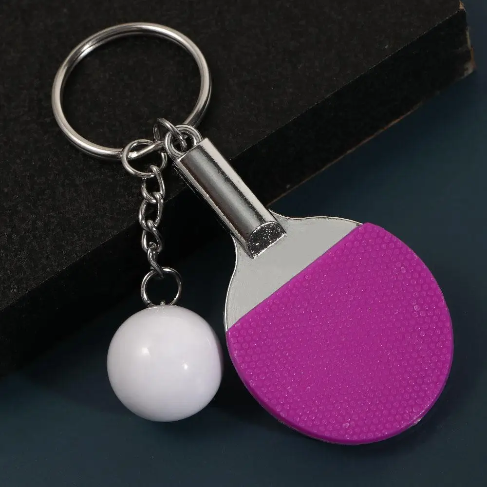 Mini Bowling Tennis Ball 7 Color Badminton Sports Keyring Ping Pong Key Ring Table Tennis Keychain Table Tennis Racket
