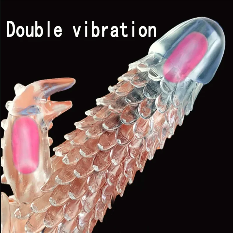 Vbrating Penis Extension Sleeve Vibrator Extender Reusable Condoms Soft Delay Ejaculation Dick Sleeve Adult Sex Toys for Men