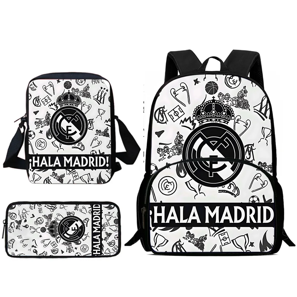 Child Backpacks Football R-RealS MadridS Shoulder Bag Pencil Case Pupil Large Capacity School Bags for Boys Girls Best Gift