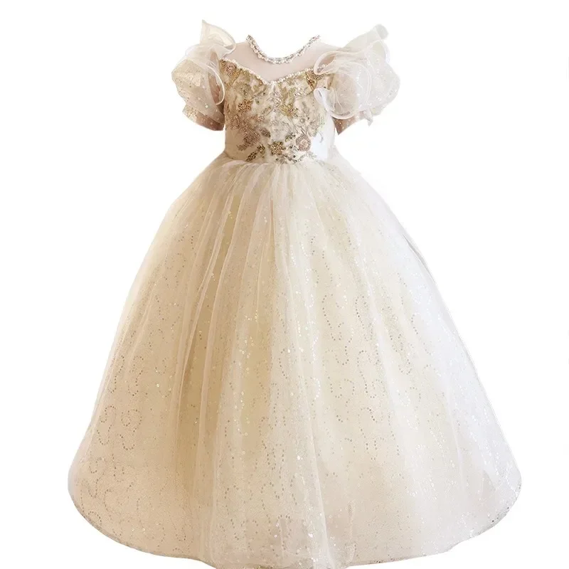 Children's Princess Dress Little Host Piano Performance Evening Dress Girl's Birthday Flower Girl Wedding Fluffy Gauze