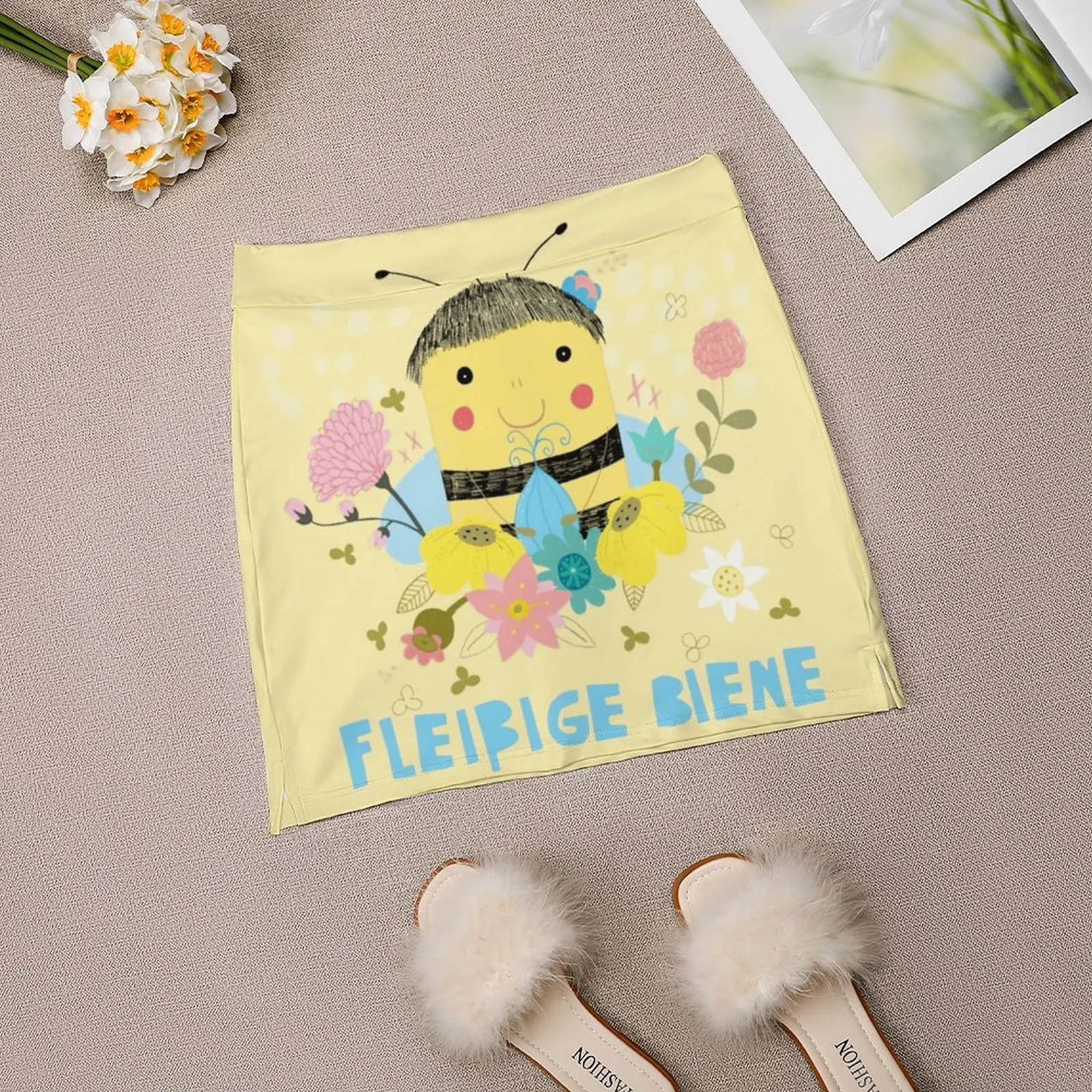 ¿Flei? Ige Biene nuevas faldas de mujer Vestido corto estampado de doble capa Mini falda deportiva abeja ocupada insecto negro amarillo Animal flor