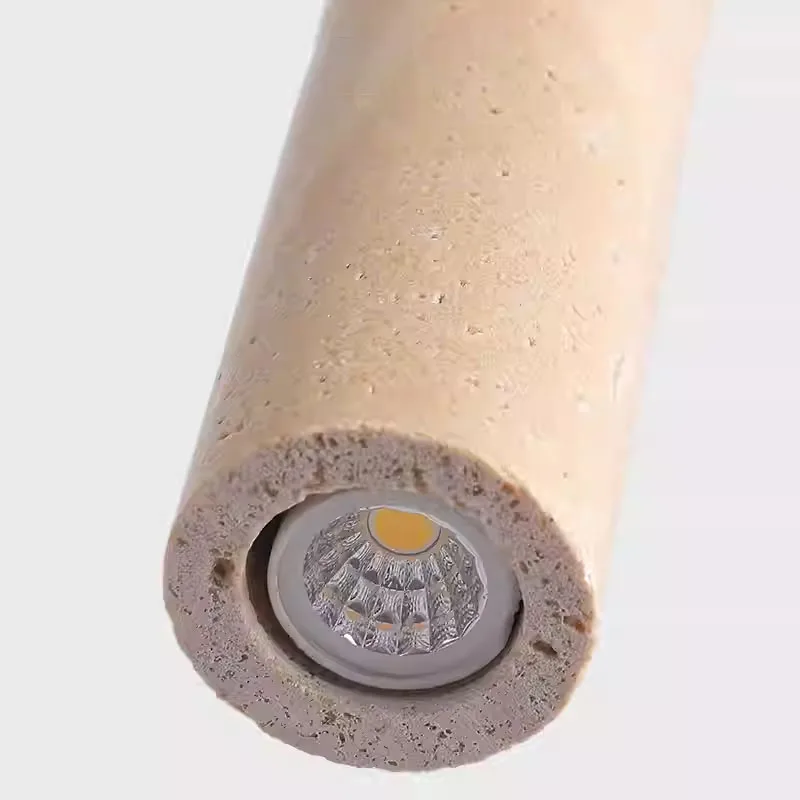 Led Chandelier Long Tube Pendant Lamp Bedroom Beside Light Yellow Cave Stone Lighting Fixture Changeable G9 Bulb Lights 110V 220 image 5