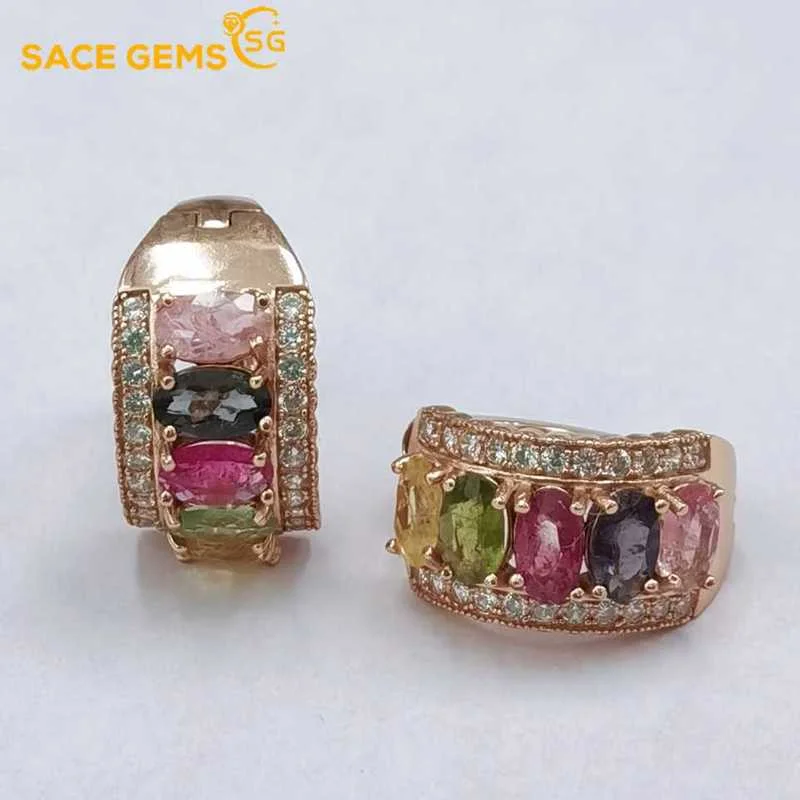 SACE GEMS Fashion Earring for Women 100% 925 Sterling Silver 3*5MM Tourmaline Ear Clip Wedding Party Fine Jewelry Eardrop Gift