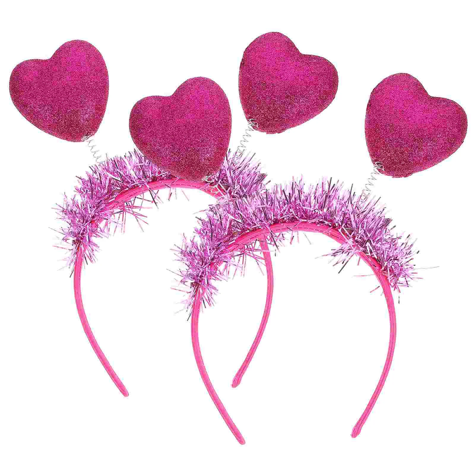 

2 Pcs Love Headband Props Hair Accessory Photo Female Makeup Holiday Plastic Hoop Lovers Heart Decorations