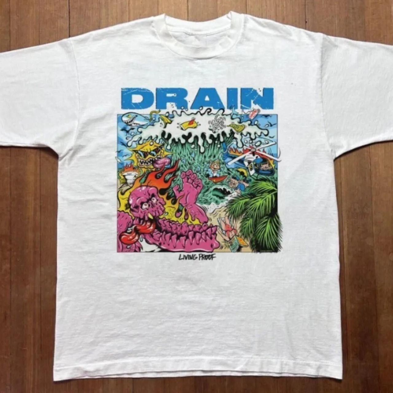 Drain Band Living Proof white T-shirt