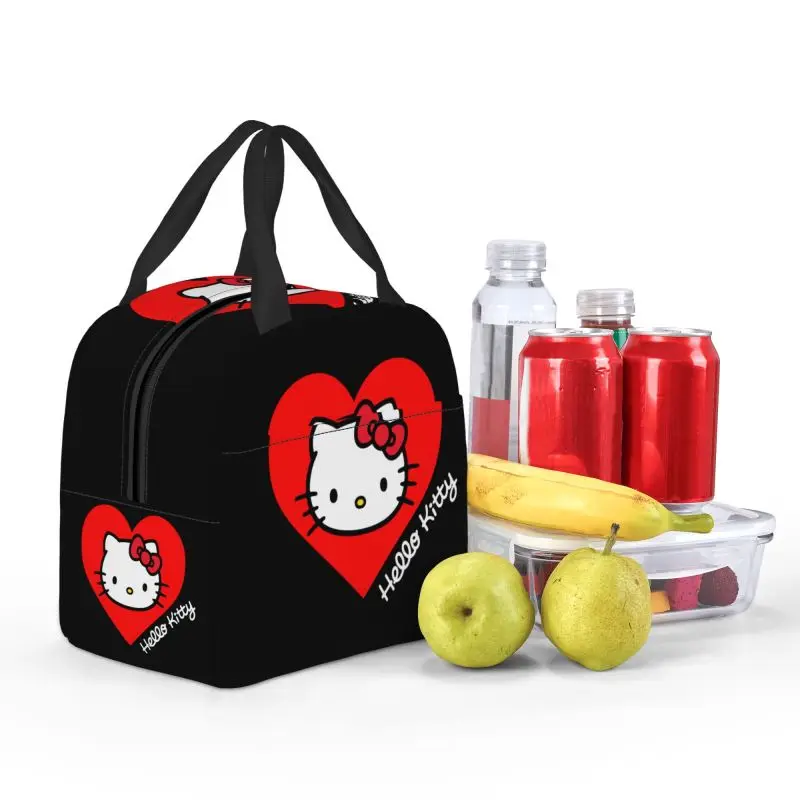 Custom Hello Kitty Lunch Bag uomo donna Thermal Cooler Insulated Lunch Box per studenti School Work Food Picnic Tote Bags