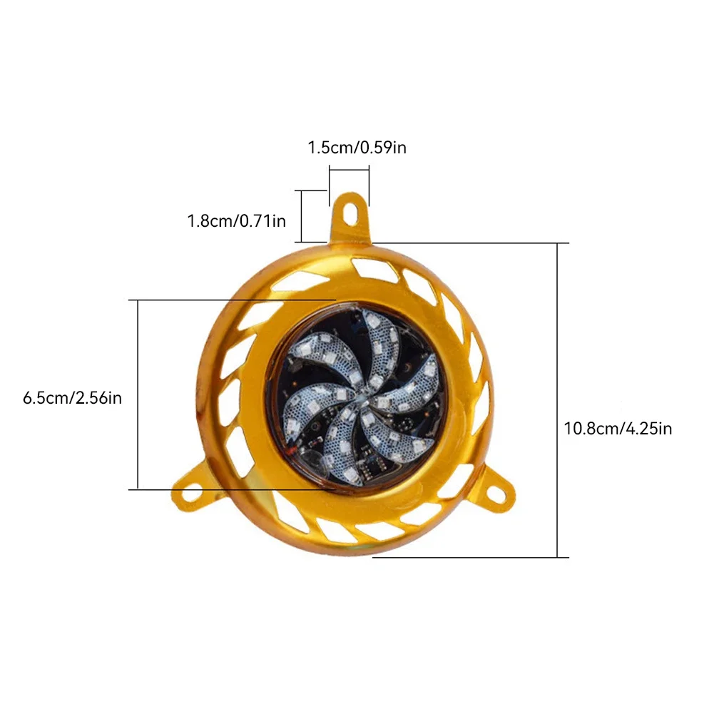 Motorrad Air Blade Cover Kühler Hitzeschild Schutzhülle mit buntem LED-Licht Kühlerabdeckung Drehventilator Gitterschild – Detail 7