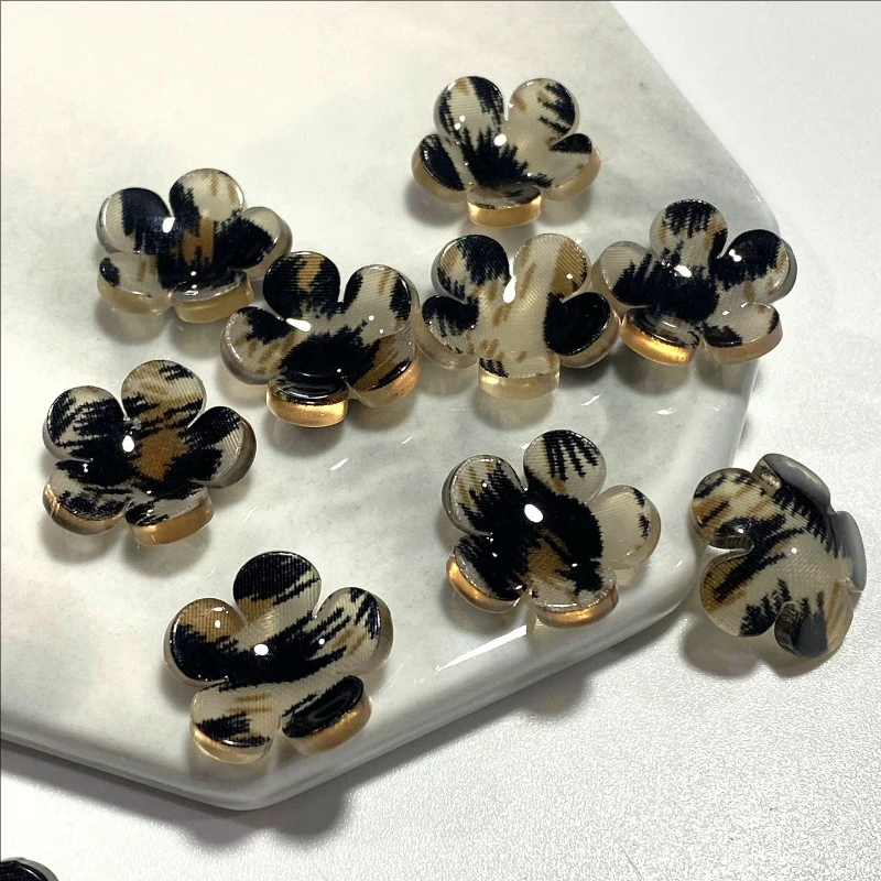 50Pcs/lot Acetic Acid 17MM Leopard Flower Petal Leaves Charm Connectors Diy Ornament Earrings Hair Jewelry Making Accessories