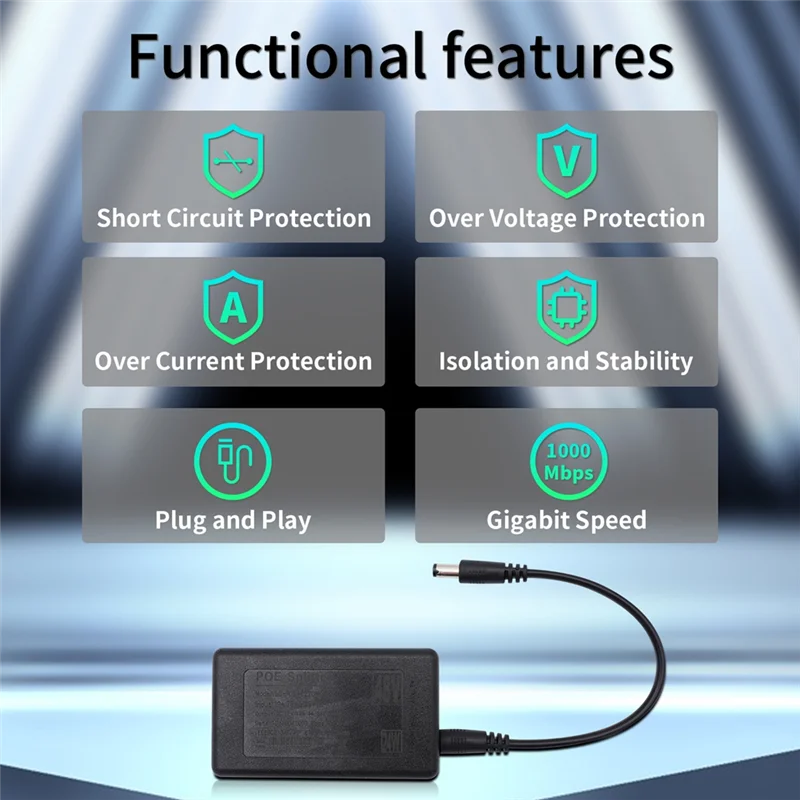

Gigabit POE Splitter 48V To 12V Output With IEEE 802.3Af/At Active Power Over Ethernet Adapter For 12V Security Camera-POS
