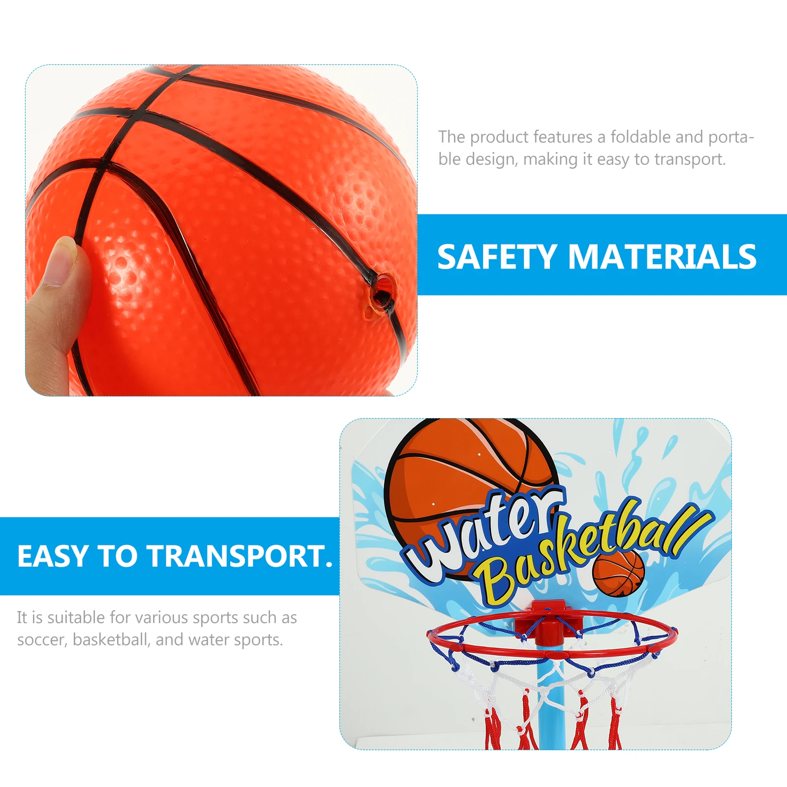 

Foldable Football Goal Net Frame ABS Swimming Pool Basketball Hoop Set for Kids Family Portable Pool Accessories Sport Props