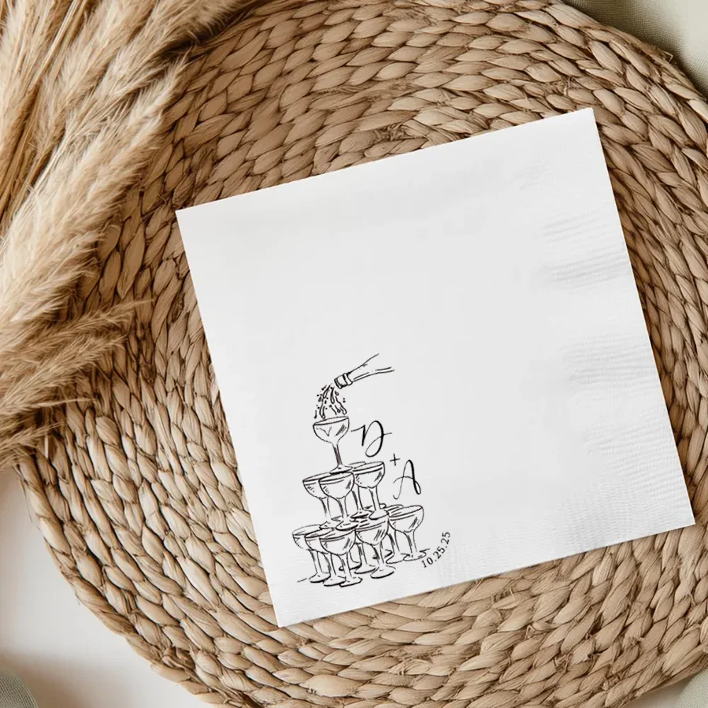 

Personalized 20 Sheets Wedding Cocktail Napkins Bridal Shower Gifts Engagement Party Table Decoration Wedding Supplies Hen Party