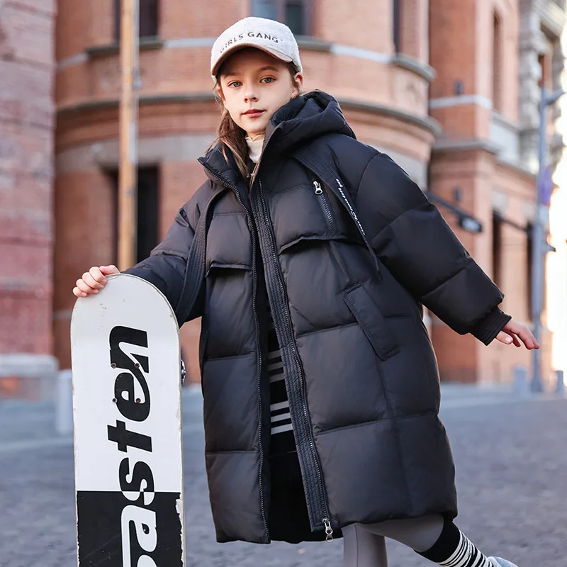 RAISE -20 Degree Winter Children Girls Down Jacket Thick Warm Hooded Teens Girl Long Outerwear Kids Baby Girl Jacket Coat Outfit