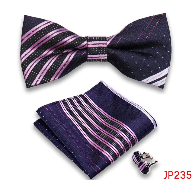 Klassische Herren Fliege Taschentuch Manschettenknöpfe Set Jacquard Fliege für Mann Hochzeit Business Schmetterling Knoten Geschenk Mann Zubehör – Detail 37
