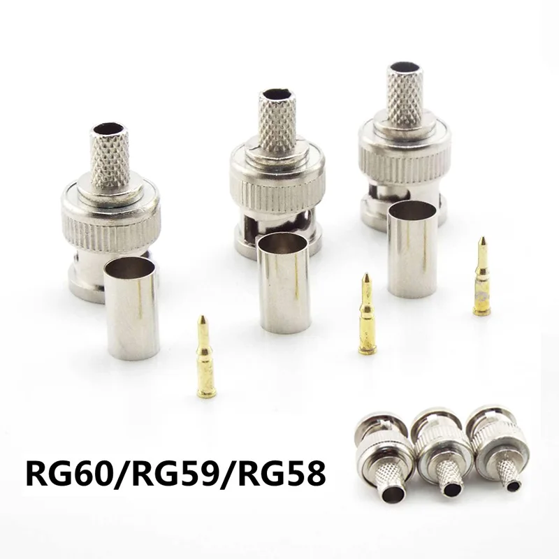 5pcs BNC זכר מלחץ סוג מחבר מתאם תקע RG58 RG59 RG60 אודיו וידאו BNC זכר מצמד מחבר מתאם עבור CCTV תאורה