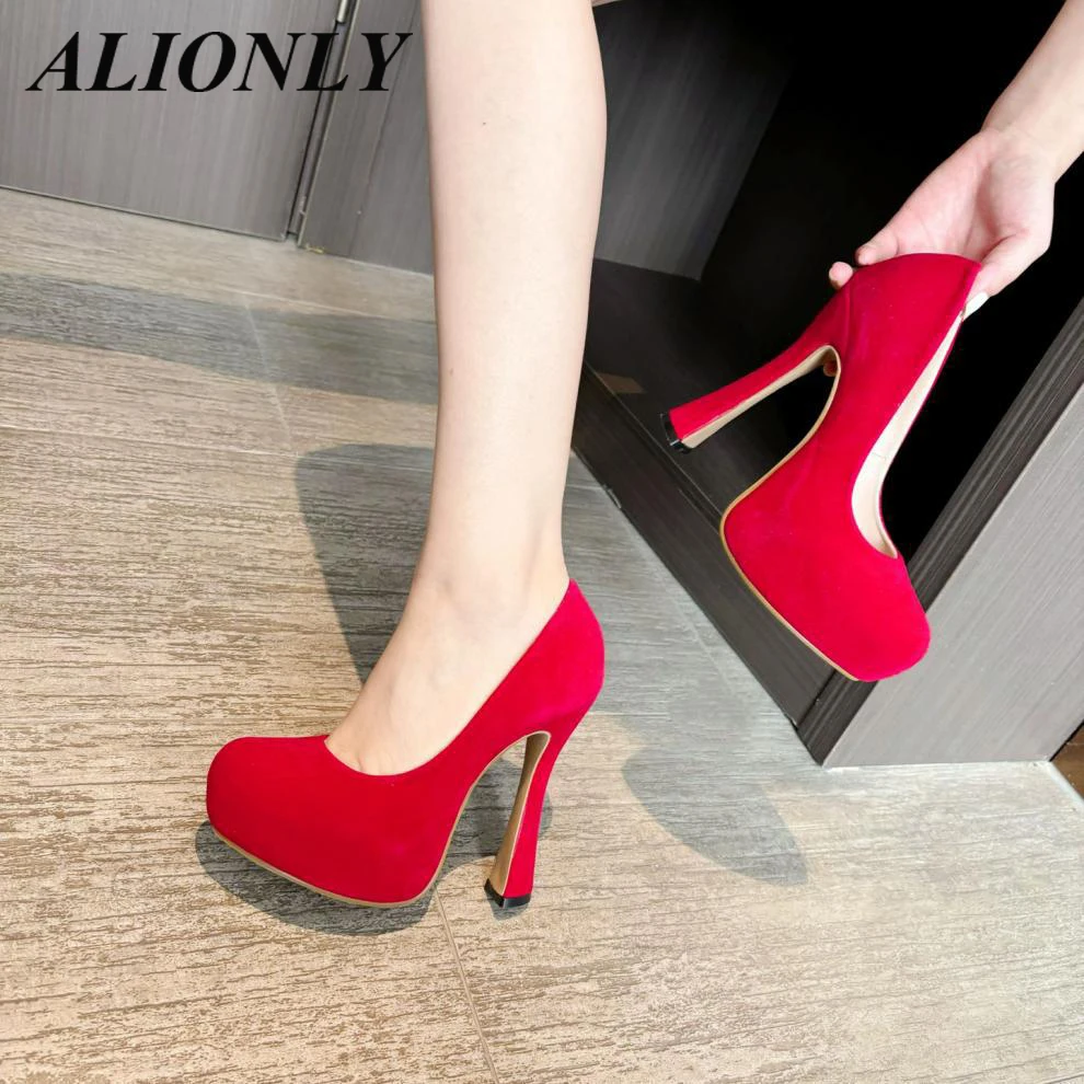 

Alionly, новинка 2023 года, непромокаемая женская обувь на высоком каблуке 13 см, удобные и универсальные туфли на грубом каблуке, одинарные туфли