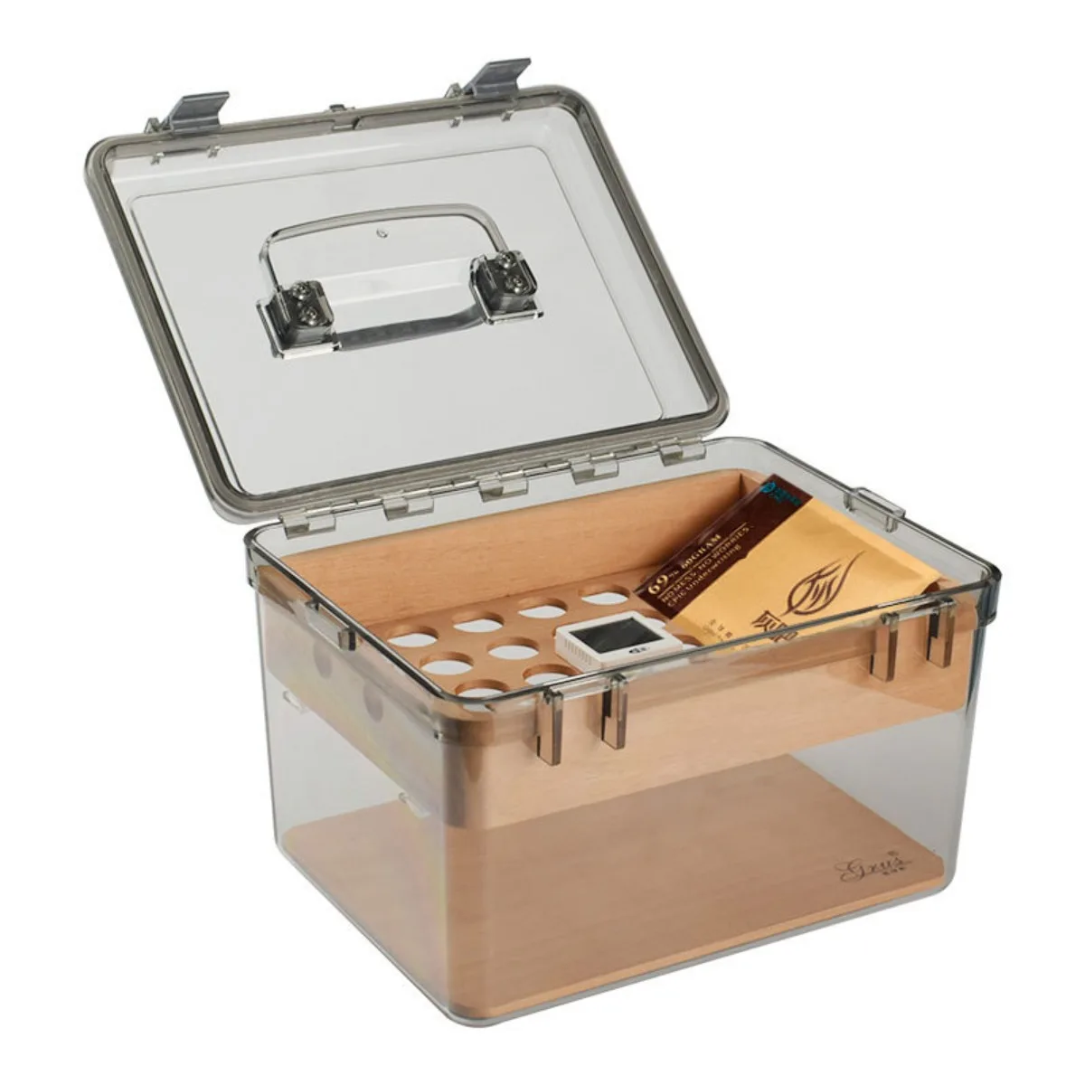 Spanish Cedar Wood Cigar Humidor Box Sealed Moisture Proof Cigar Storage Case With Hygrometer Humidifier Cigar Accessories