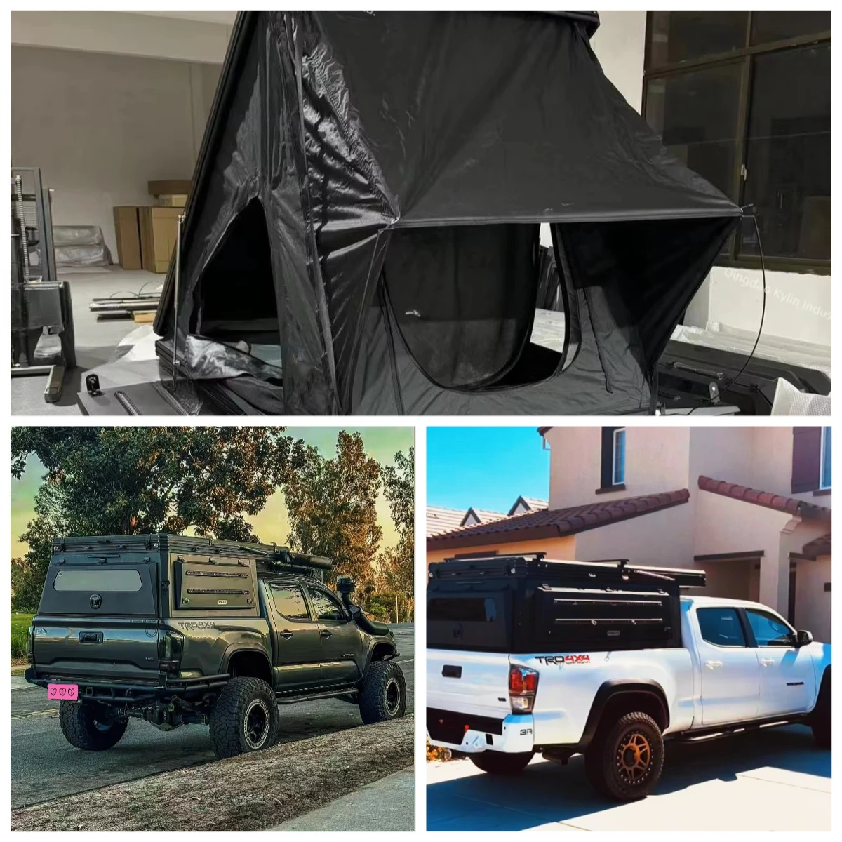 Hilux Hardtop Canopy 4x4 Offroad Camping Bed Canopy Topper with Rooftop Tent Hard Camper Shell Pickup Truck Rooftop Tent Canopy