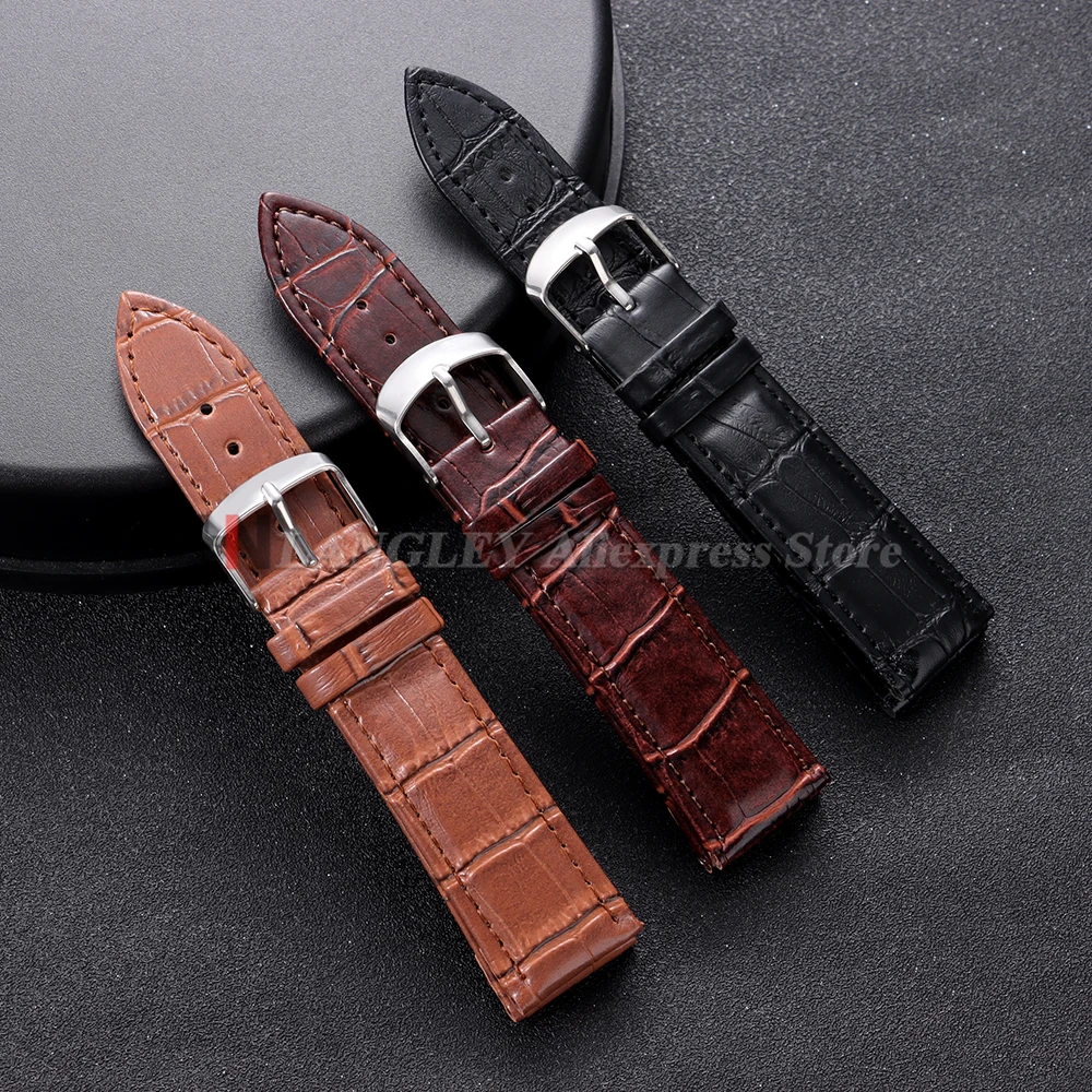 12/14mm 16mm 18mm 20mm 22mm 24mm Soft Leather Watchband Watch Strap Men Women Bracelet Black Brown Wristbelt for Seiko for Omega