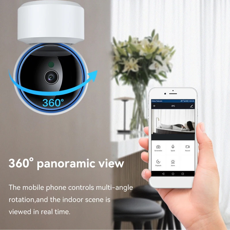 Tuya 5MP WiFi IP Camera Baby Monitor 360° PTZ Motion Detection 2 Way Audio Night Vision Supports TCP/IP/ONVIF Private Protocol