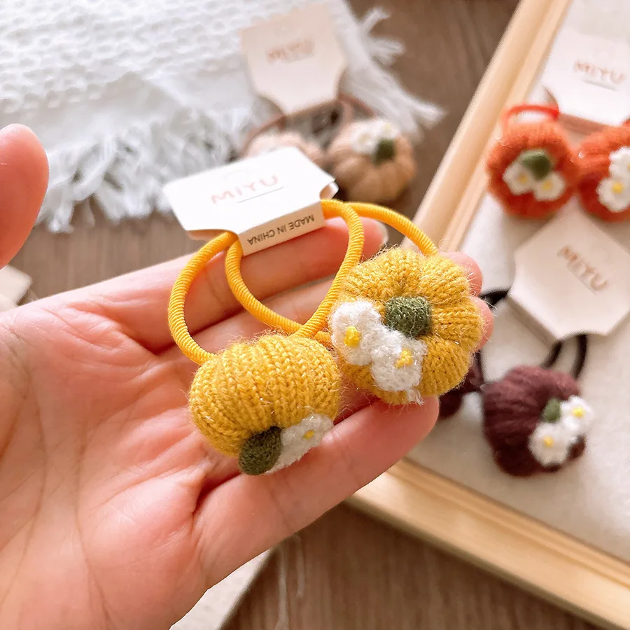 2025 Kawaii Woolen Knitted Scrunchies Children Girls Gift Elastic Hair Rubber Bands Accessories Tie Hair Rope Headdress Headwear