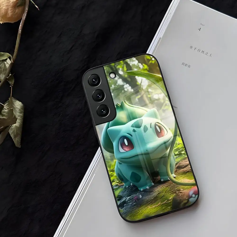 Pokemon Bulbasaur Phone Case Glass for Samsung Galaxy S21 S22 S20 S24 S23 Ultra Fe Plus A34 A54 A24 A52 A53 M54 Coque