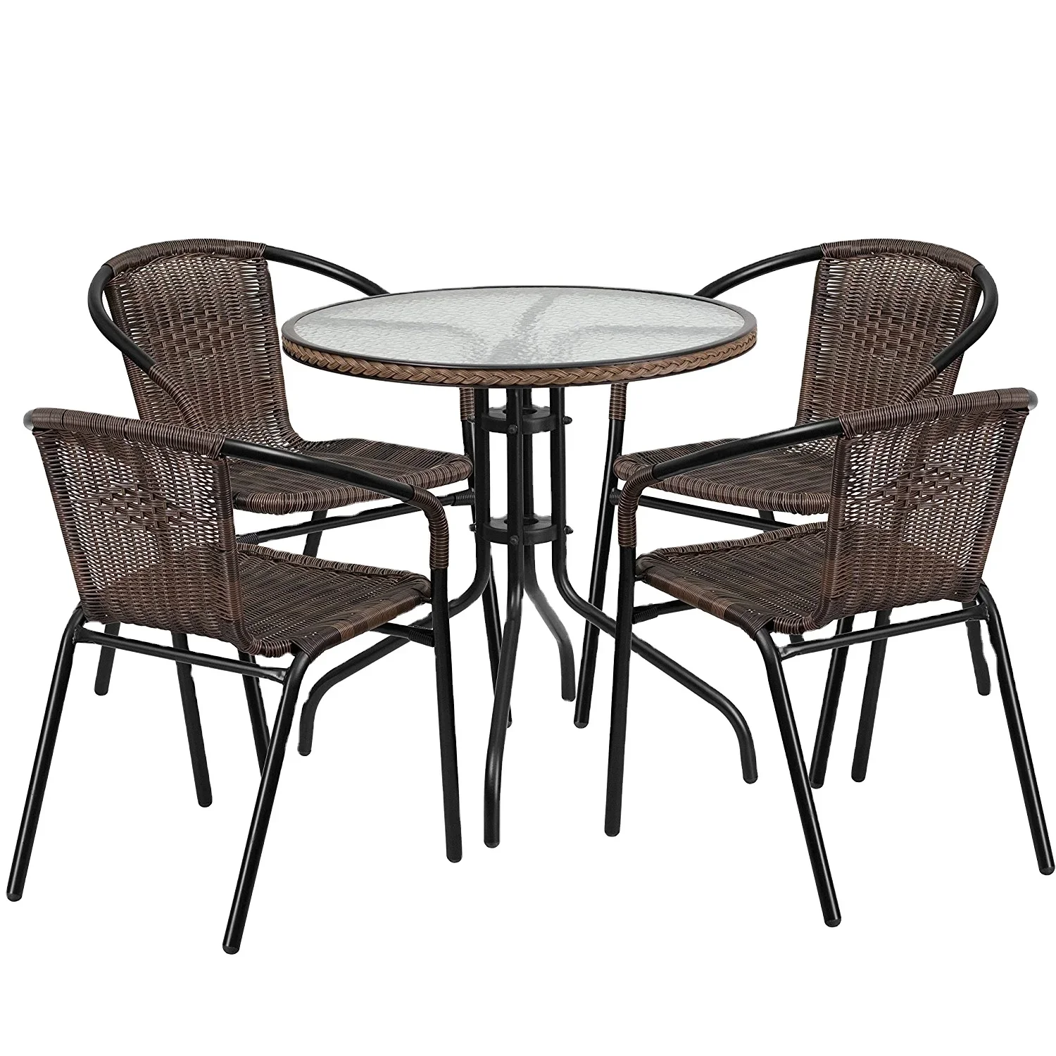 

New arrival New Arrivalbalcony Bistro Patio Wicker Rattan Furniture Steel Metal Set Table Patio Garden Outdoor Chair