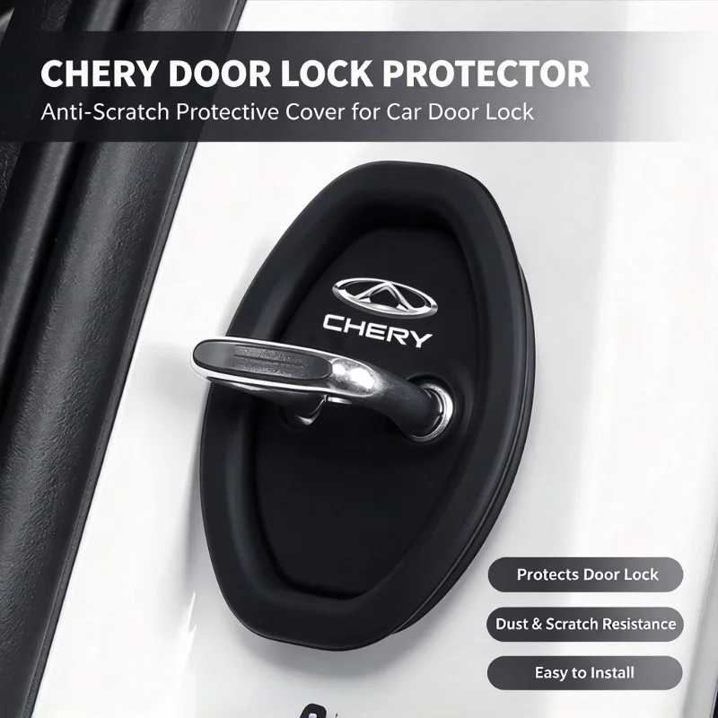 Car Door Lock Buckle Cover Latch Guard Buckle Shock Pad Silicone For Chery Tiggo 7 8 9 4 Pro 3X Omoda 5 E5 Jaecoo 7 8 Arrizo 8