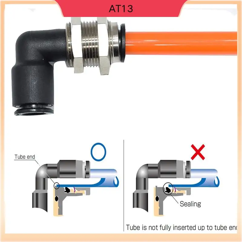 

AT13 10 Pcs Bulkhead Elbow Black Pneumatic Quick Connect 3/8In X 3/8In Tube OD Push To Connect Tube Fitting