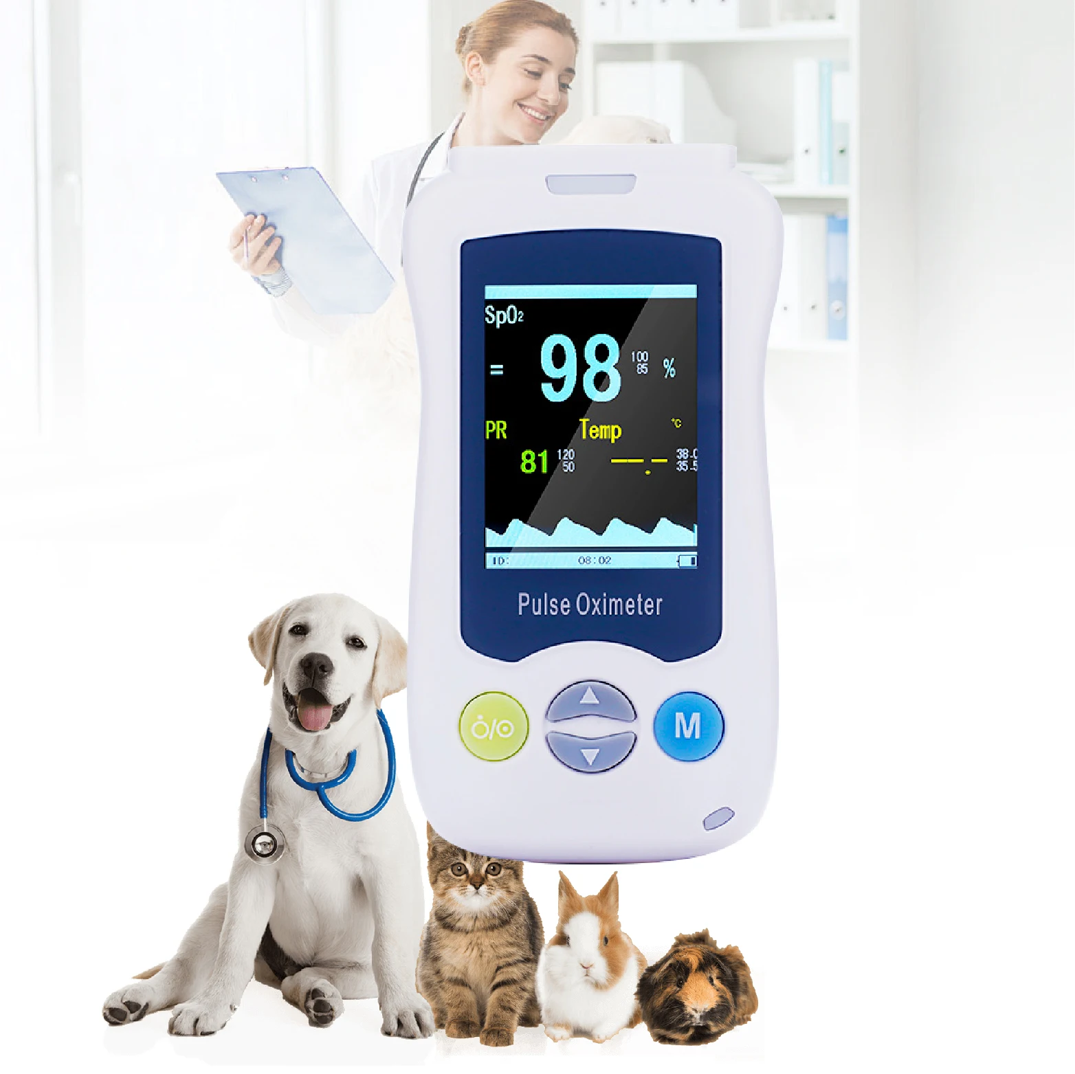 

Handheld Veterinary Monitoring Device SPO2 Pulse Oximeter and Multiparameter Monitor for Pets