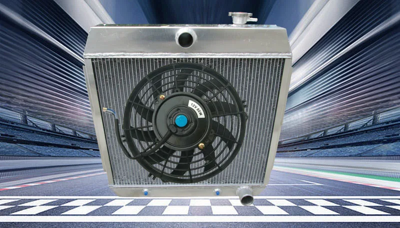 Radiador y ventilador de aluminio para Chevy BEL AIR V8 con refrigerador 1955 1956 1957 55 56 57